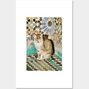 Cat Among Moroccan Tiles Posters and Art